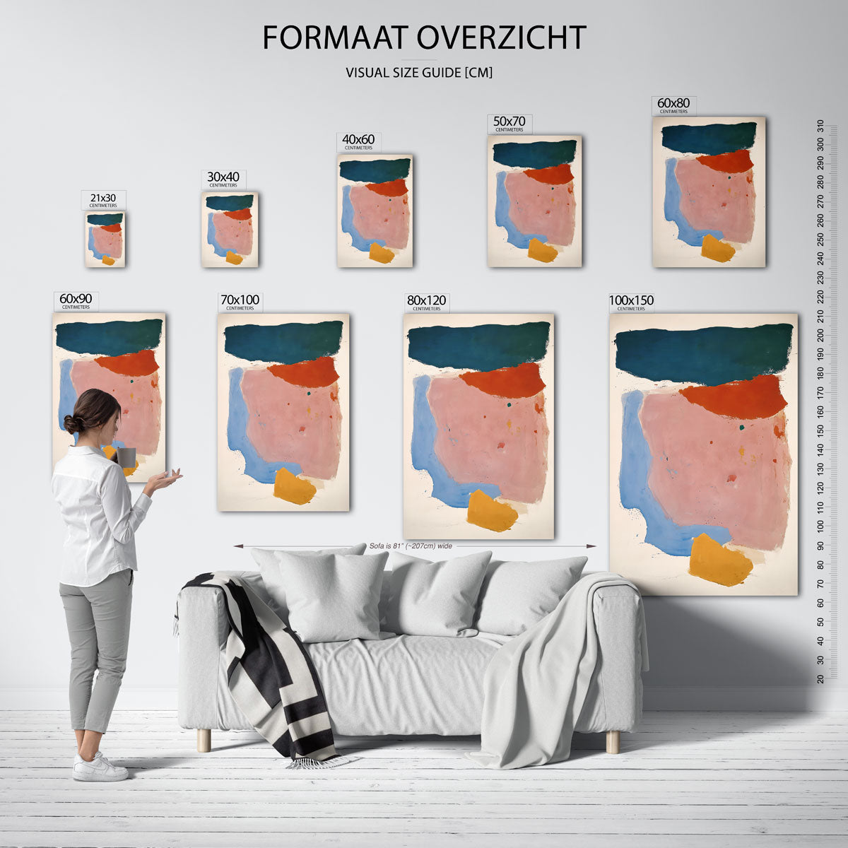 Abstracte vormen – staande muurposter met hedendaagse illustratie