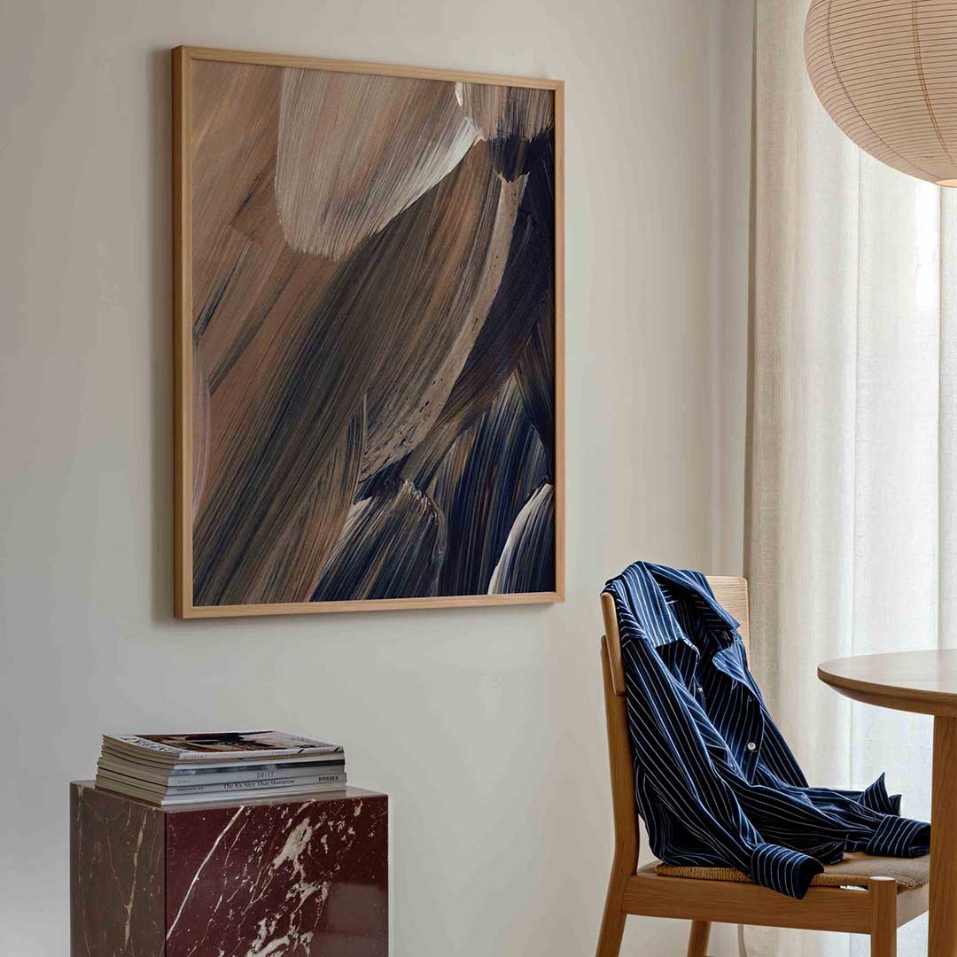 Abstracte penseelstreken – artistieke poster in staand formaat