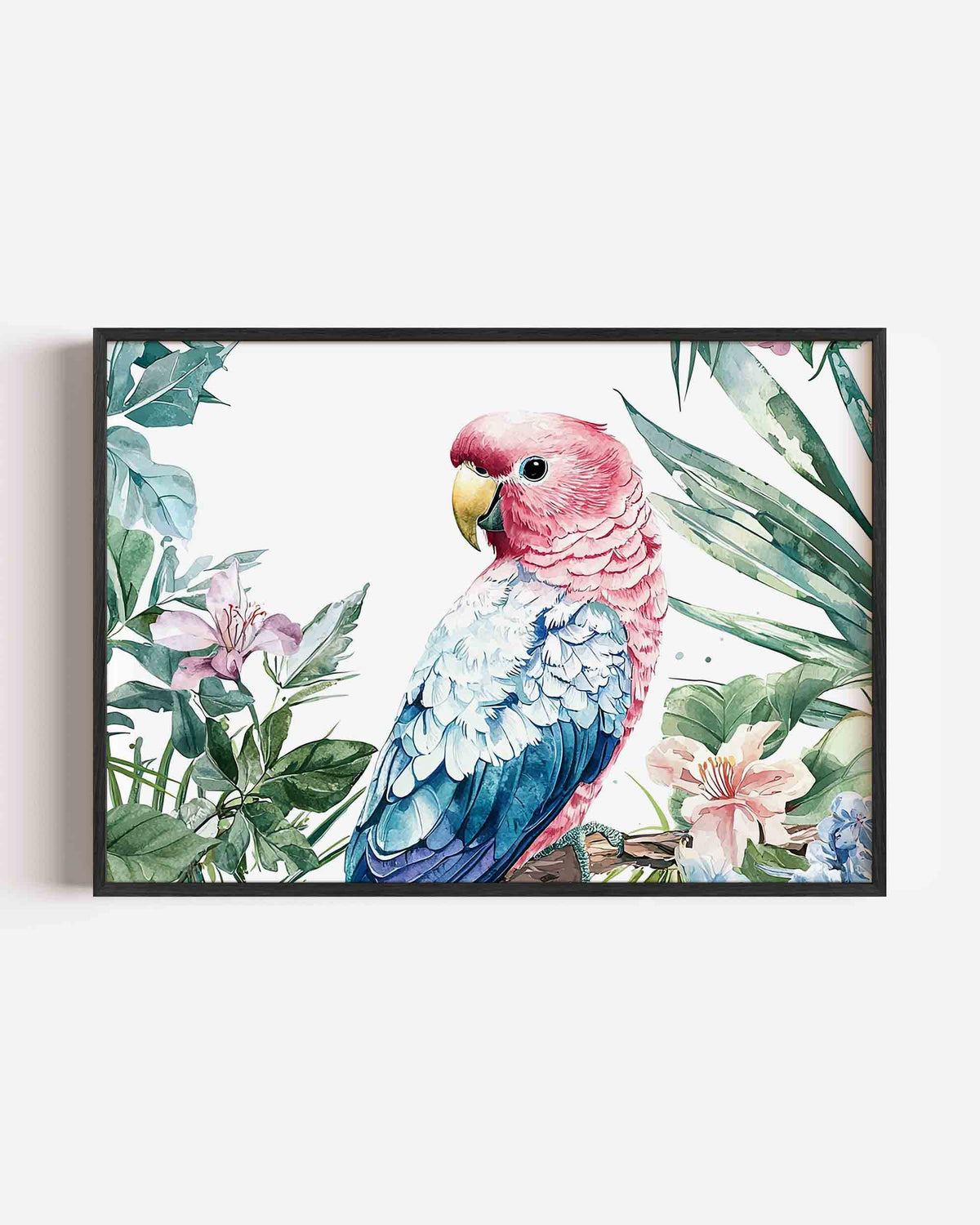 Papegaai en bloemen – dieren landscape poster als wanddecoratie