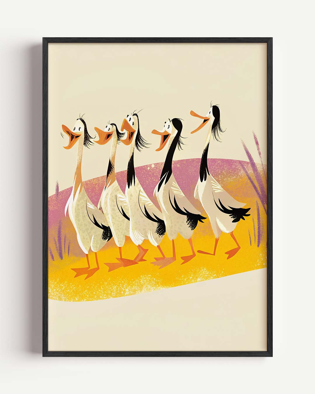 Speelse Eendendans – dieren portret poster als wanddecoratie