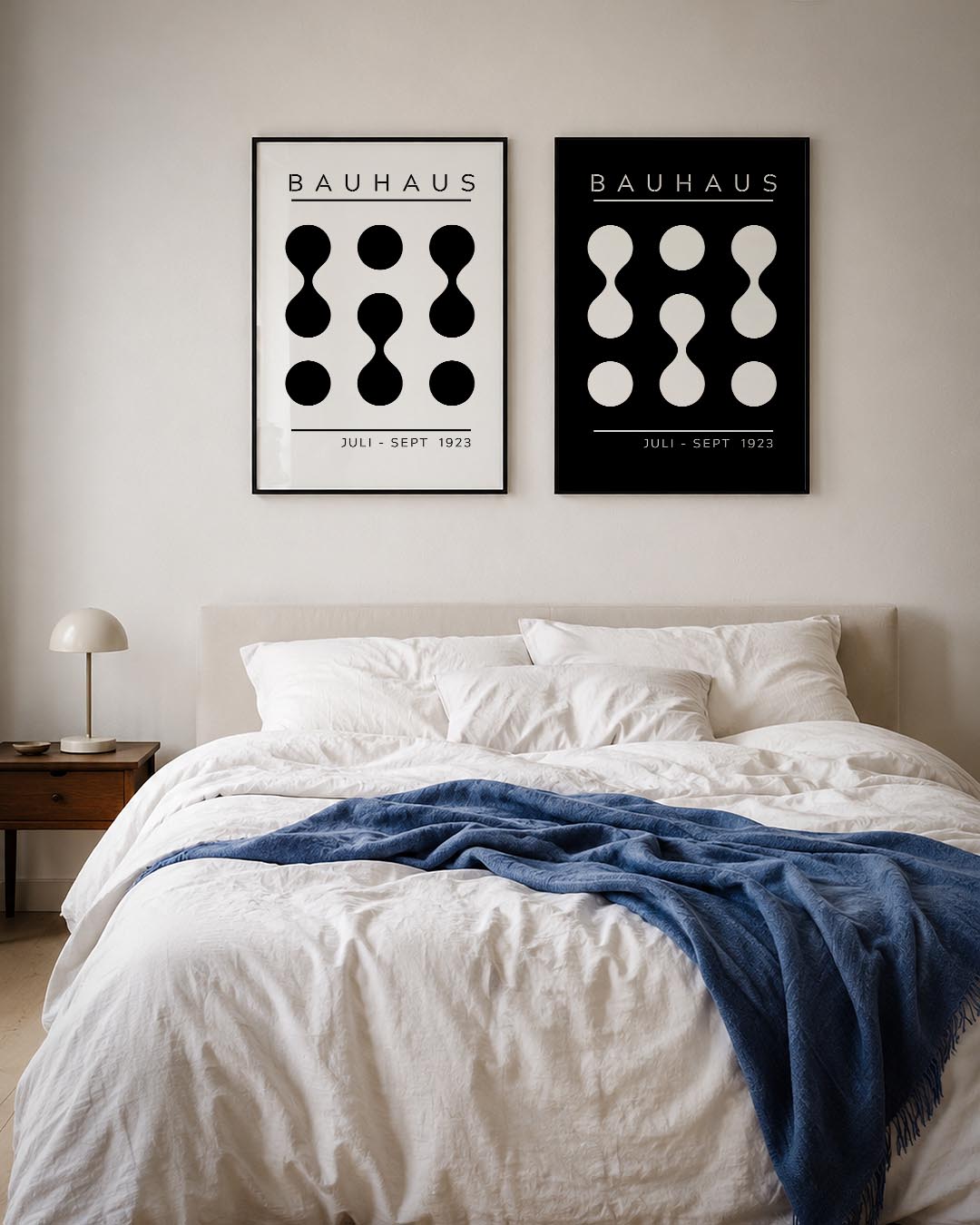 Vorm en balans Posterset-Bauhaus-geïnspireerde geometrische posters in een modern interieur