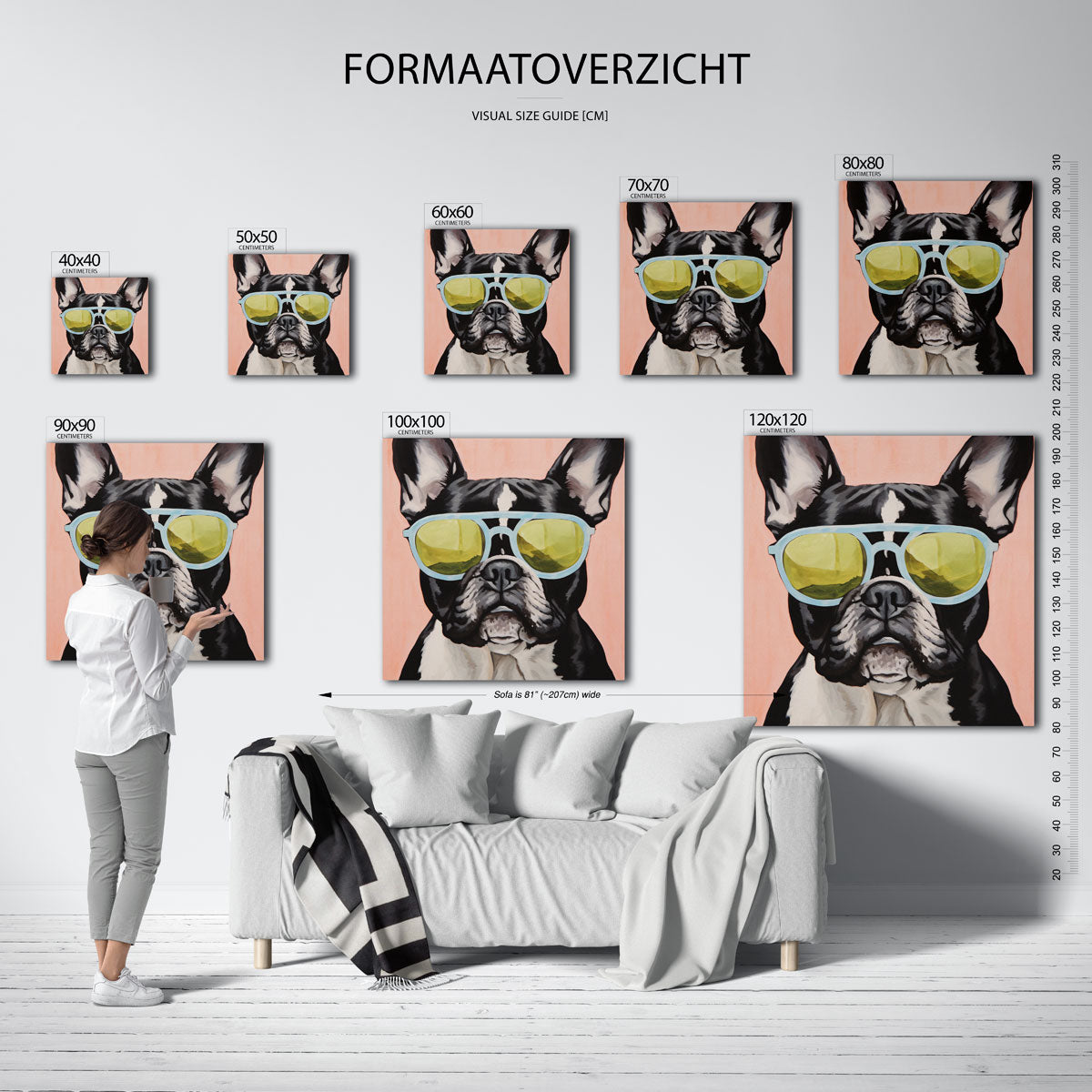 Hond met zonnebril – vierkante muurposter met dierenthema