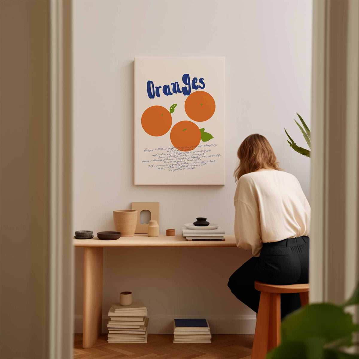 Zomers Sinaasappelgenot – staand kunstwerk voor modern interieur