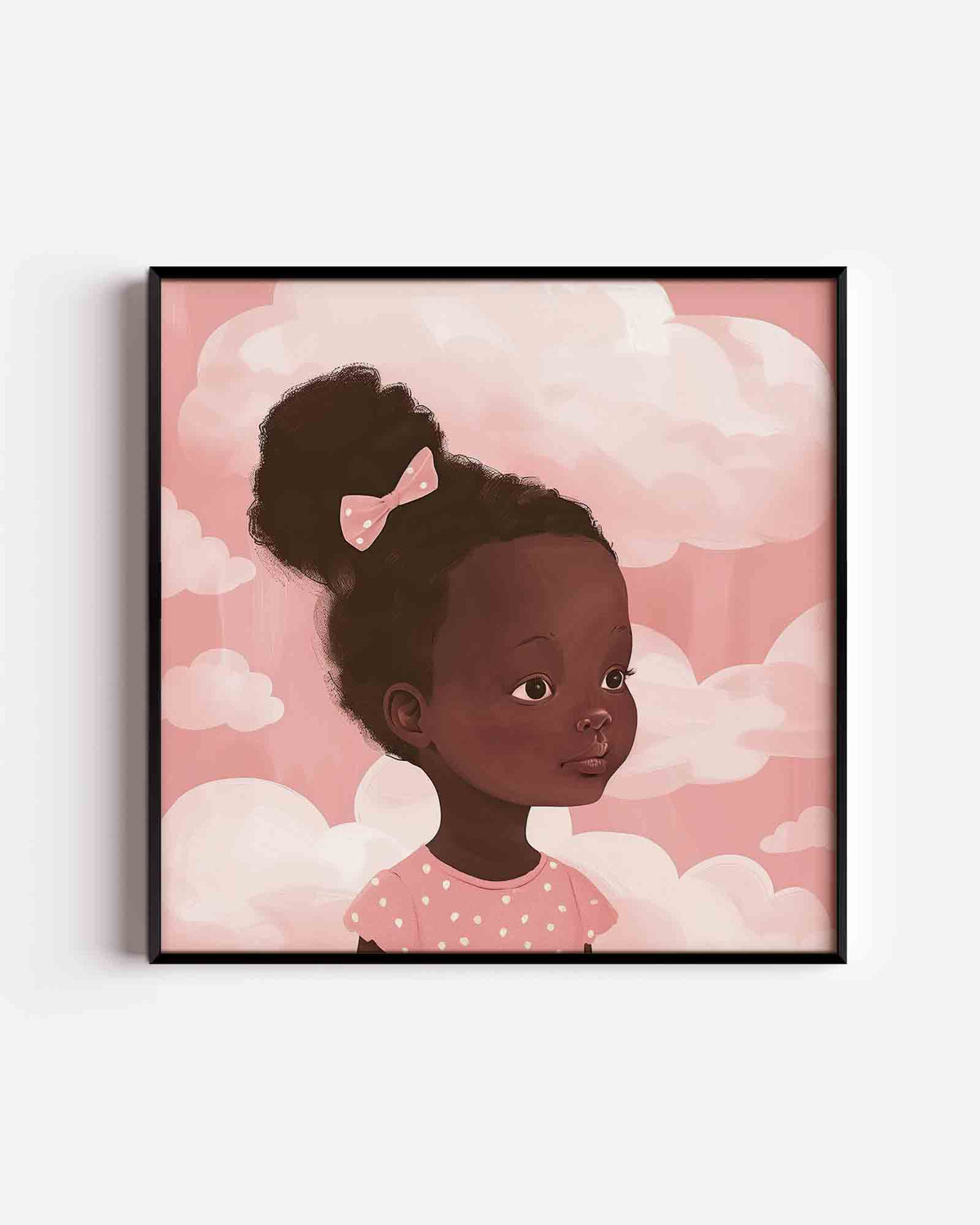 Meisje met wolken – vierkante kinderposter als wanddecoratie