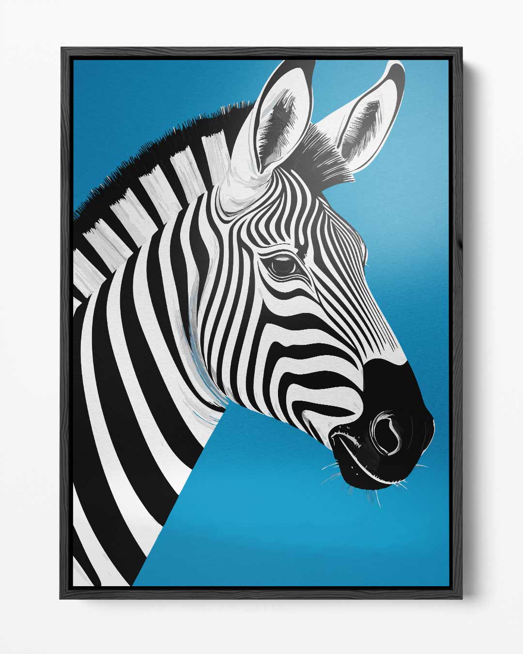 Zebra in de spotlight – portret kunstwerk als wanddecoratie