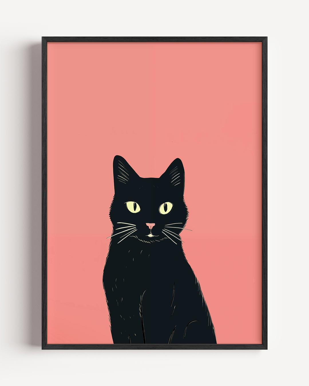 Schattige Kat op Roze Achtergrond – dieren portret poster als wanddecoratie