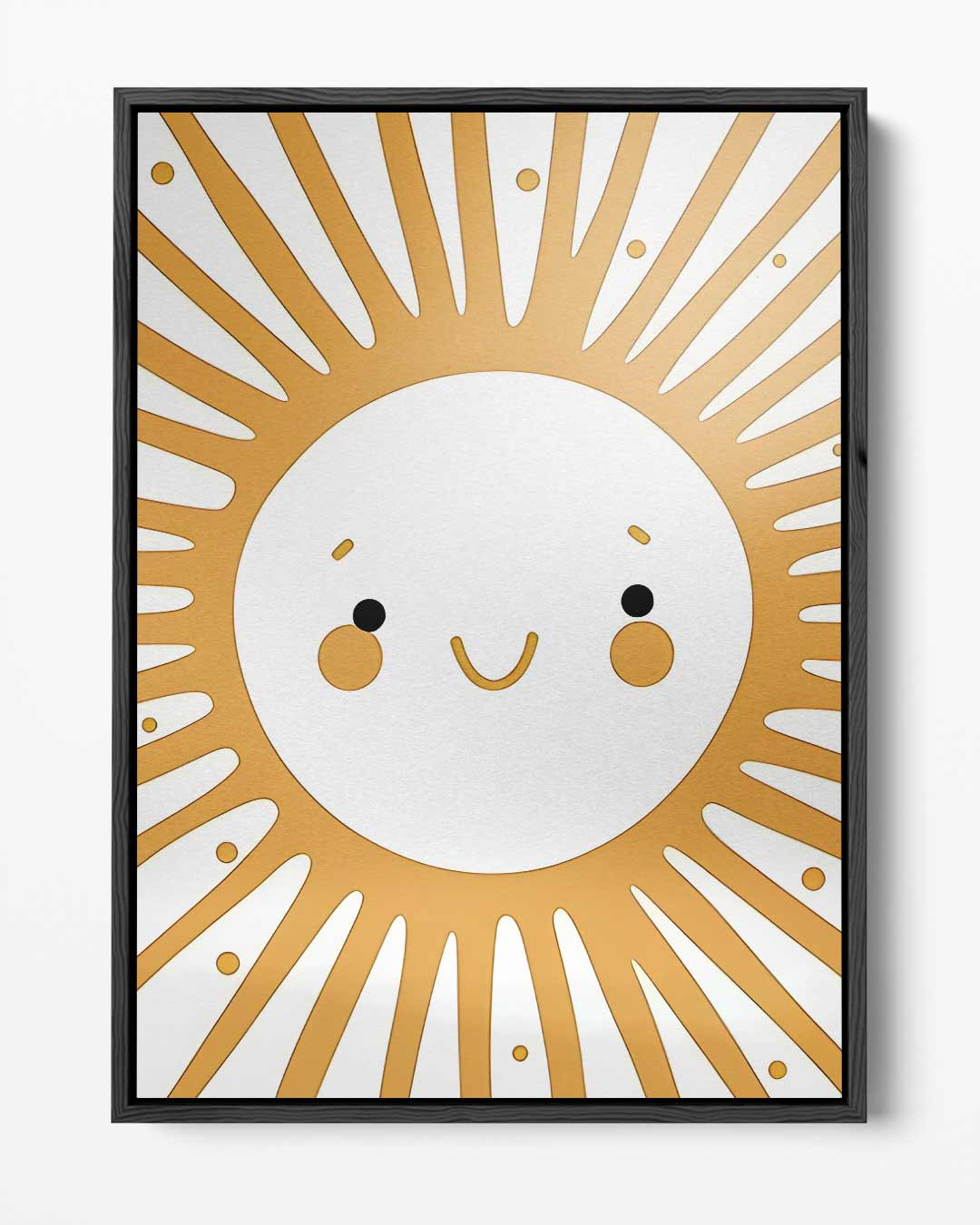 Stralende Zon Met Vrolijk Gezichtje – portret kunstwerk als wanddecoratie