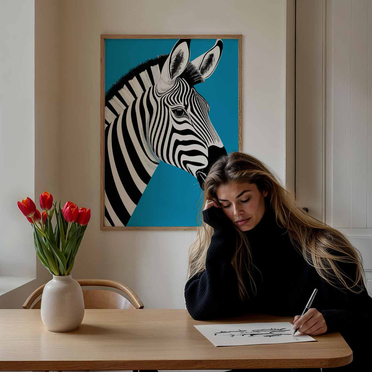 Stijlvolle Zebra Illustratie – staande dieren wanddecoratie van WallArtistic