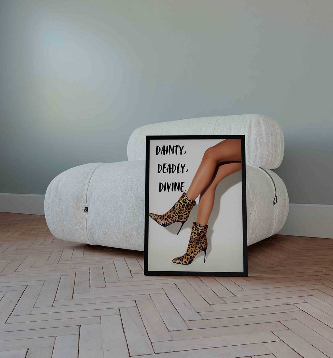 Luipaard enkellaarsjes – Pop Art wandkunst als portret poster