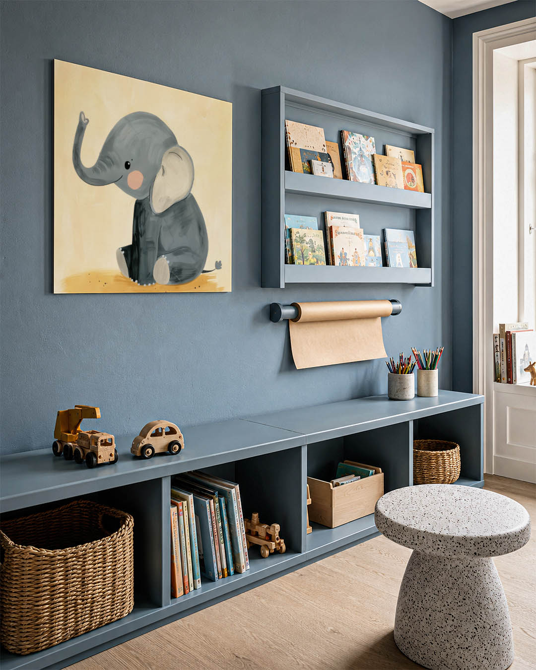 Schattige olifant illustratie kunstwerk – detailweergave – dit werk toont een schattige olifant met grote oren en een