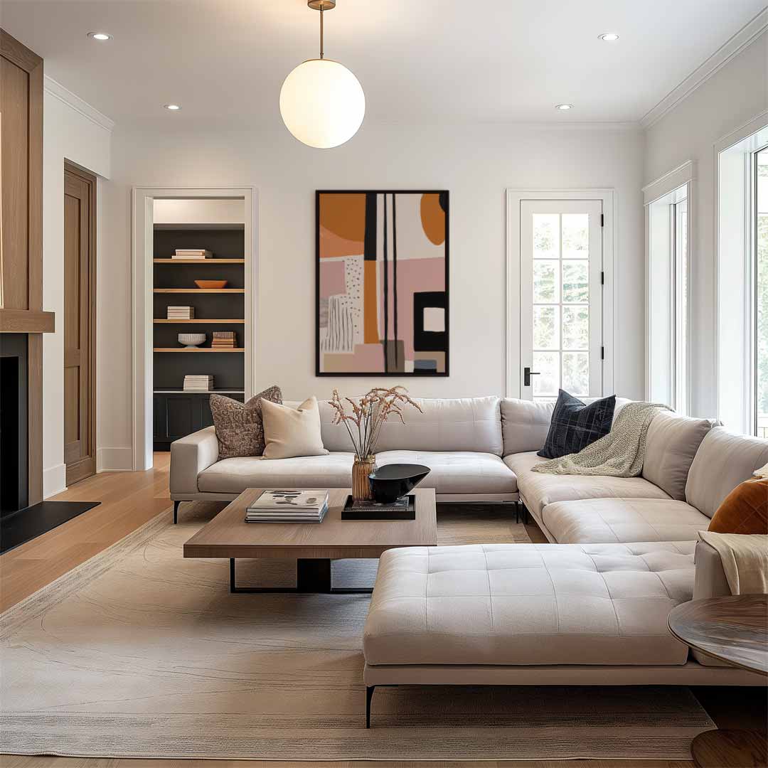 Abstracte Aardetinten Wanddecoratie – staand kunstwerk voor modern interieur