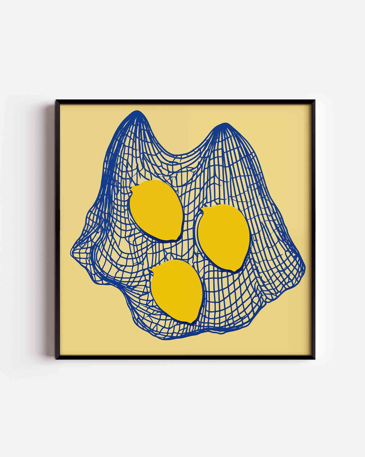 Citroenen in net – keuken vierkante poster als wanddecoratie