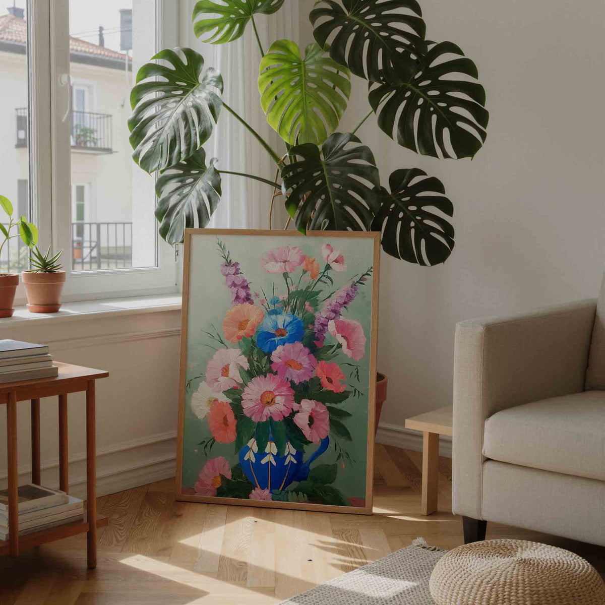 Bloemen in vaas – staande dromerige wanddecoratie van WallArtistic