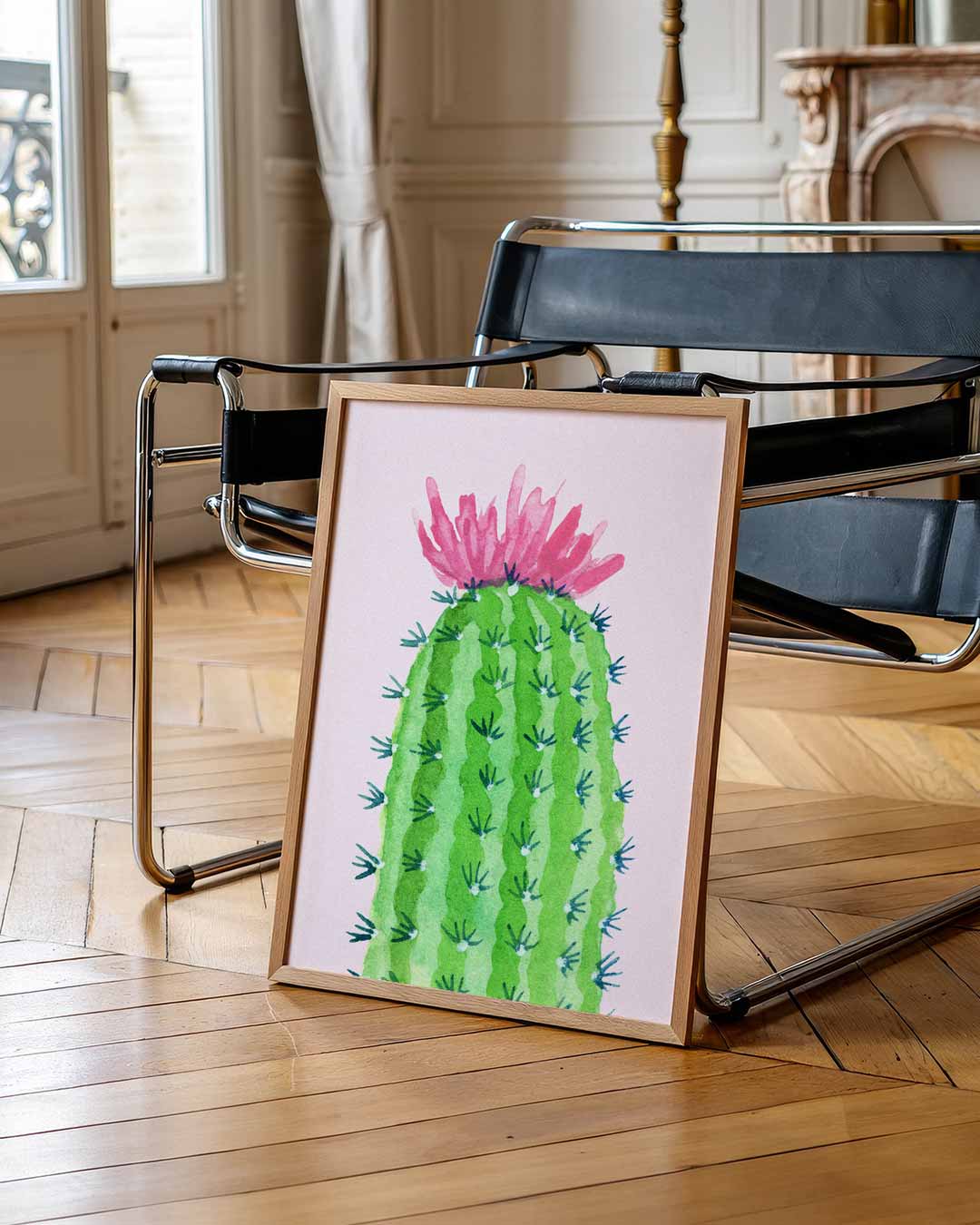 Cactus met Bloem – staande muurposter voor Pasen