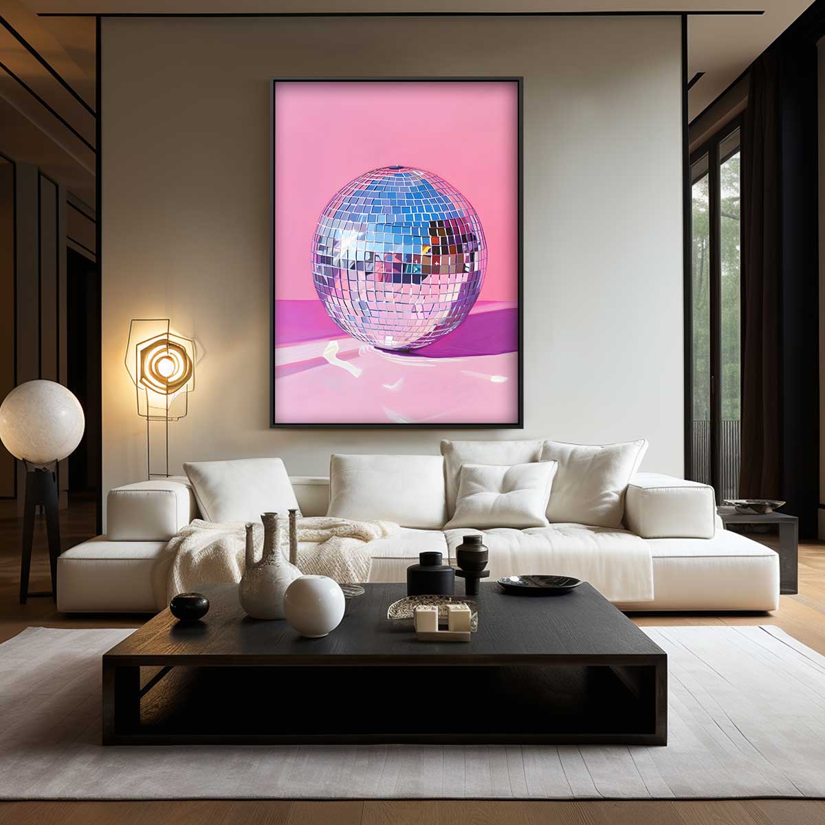Disco Sfeer Bol Kunstwerk – canvas wanddecoratie in portret formaat