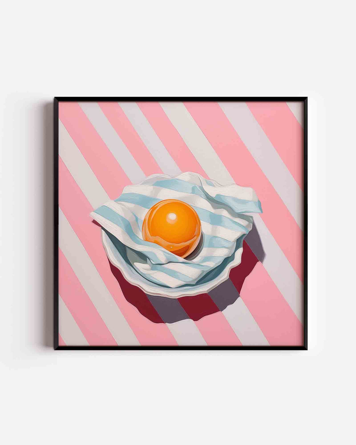 Gestreepte schaal met oranje bal – keuken vierkante poster als wanddecoratie