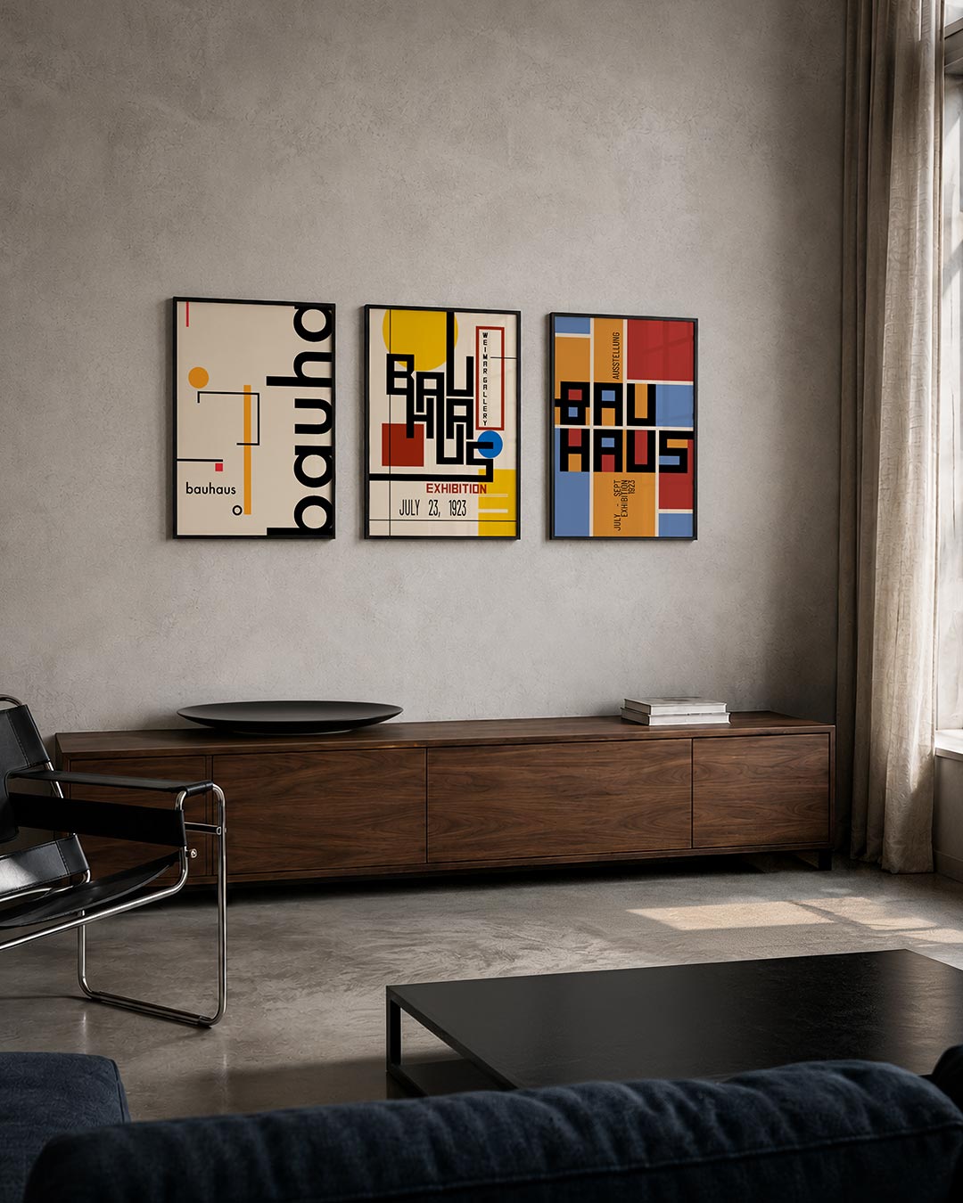 Vorm en lijnenspel posterset – tweede productweergave – deze posterset in drie delen toont een speelse combinatie van oranje