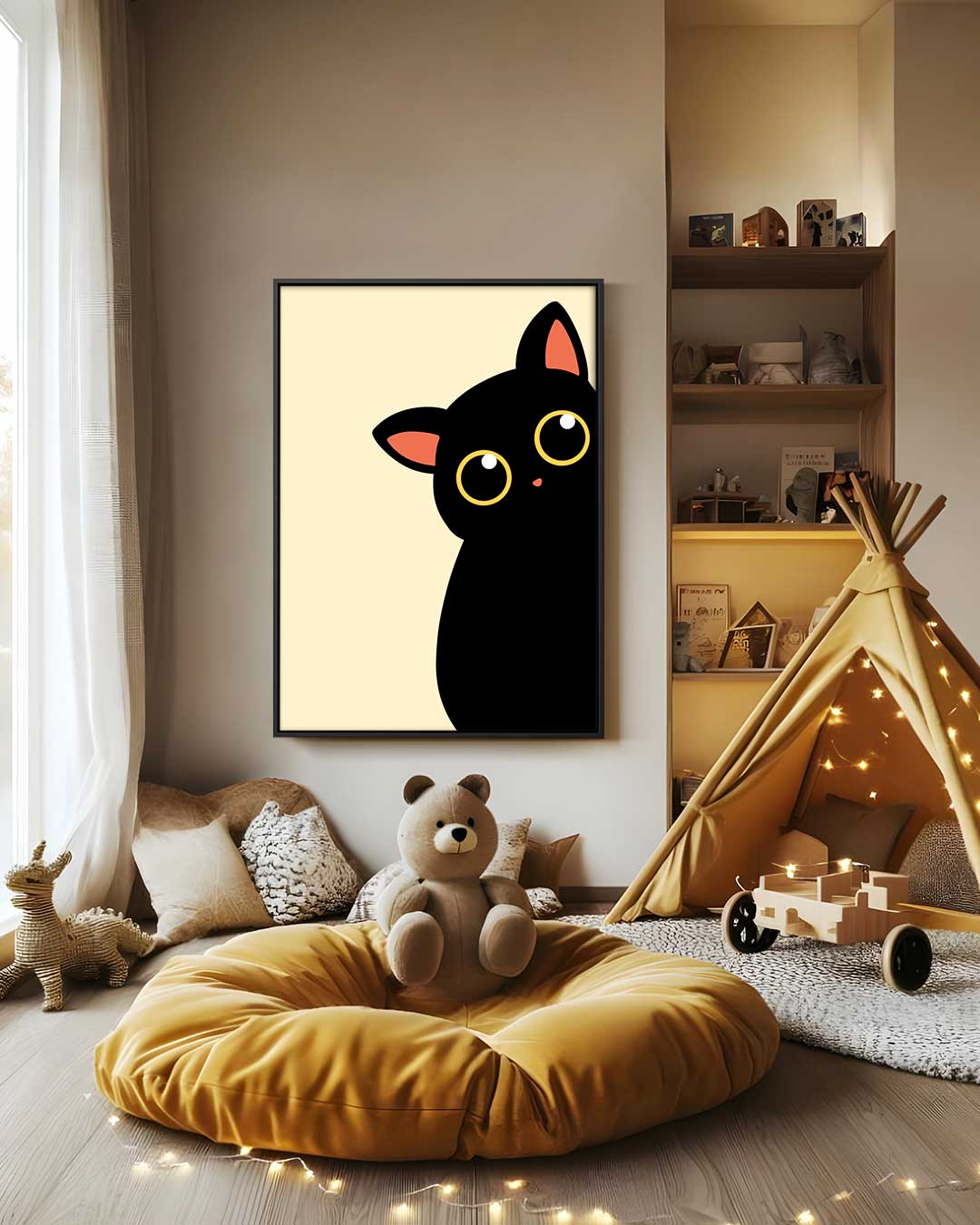 Schattige Kat Poster – modern portret kunstwerk van WallArtistic