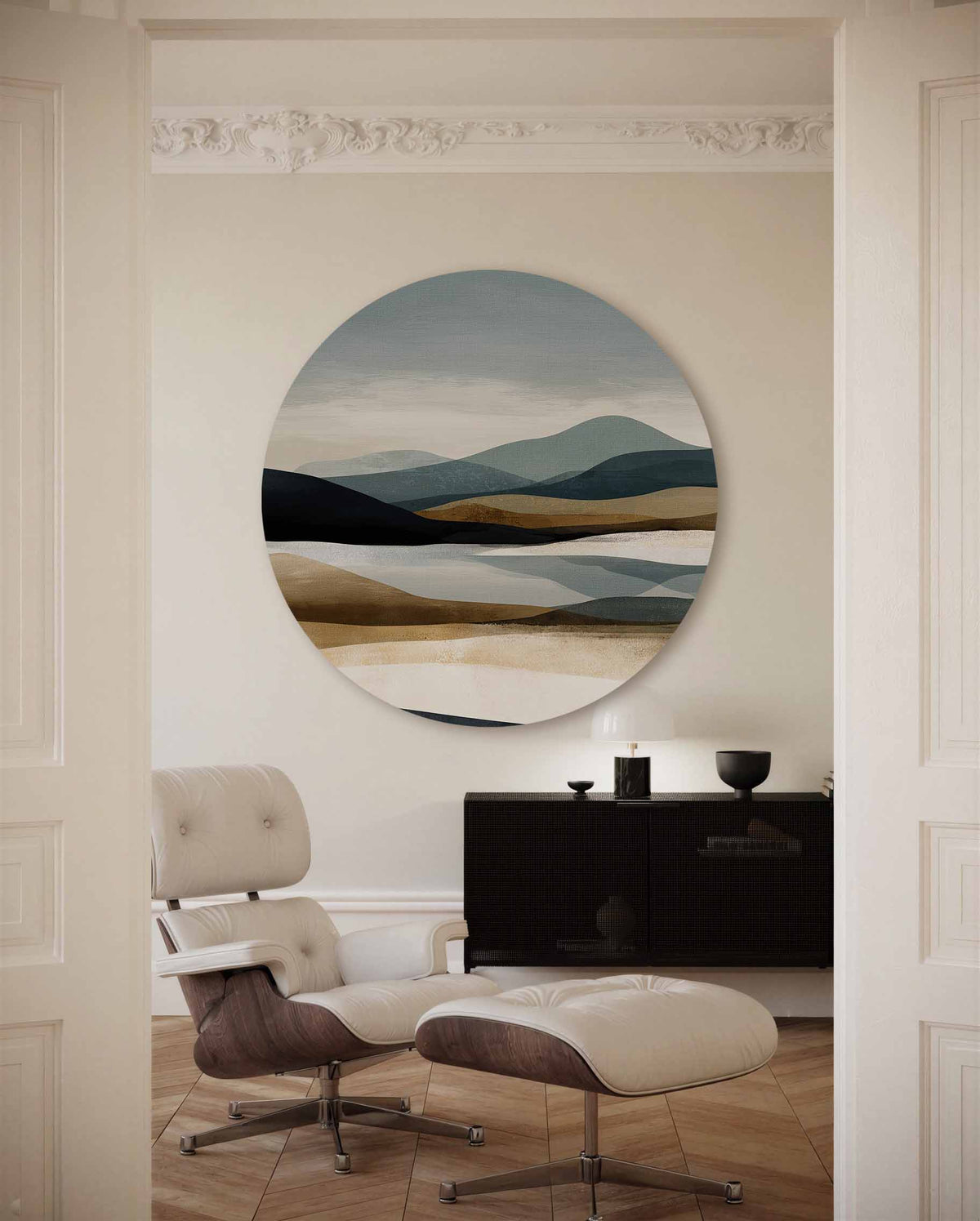 Landschap met heuvels – portret muurcirkel als ronde muurdecoratie