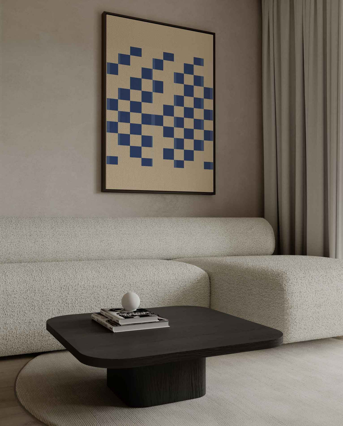 Ritmisch Blauwe Vlakken – canvas wanddecoratie in portret formaat