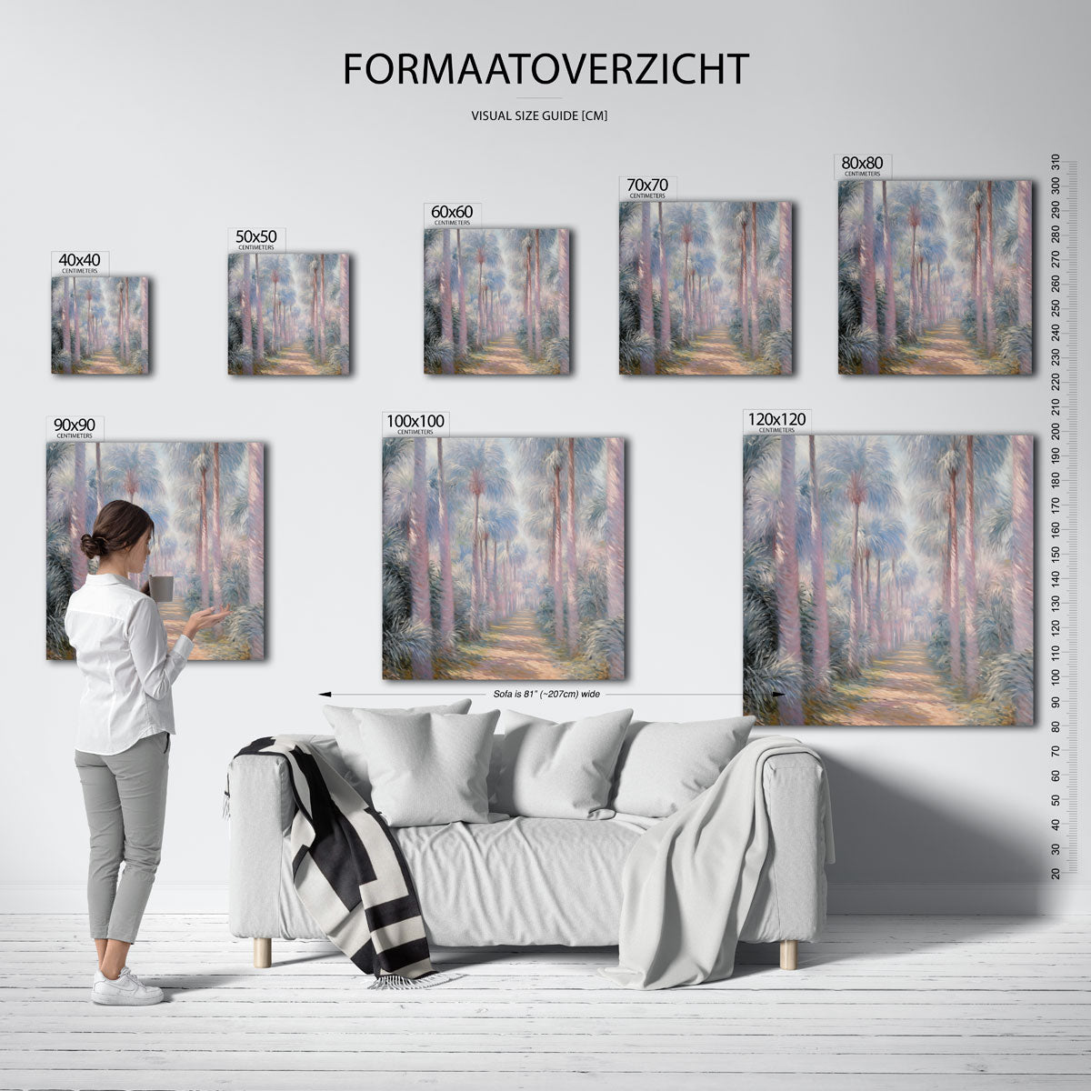 Palmboomlaan – vierkante jungle wanddecoratie van WallArtistic