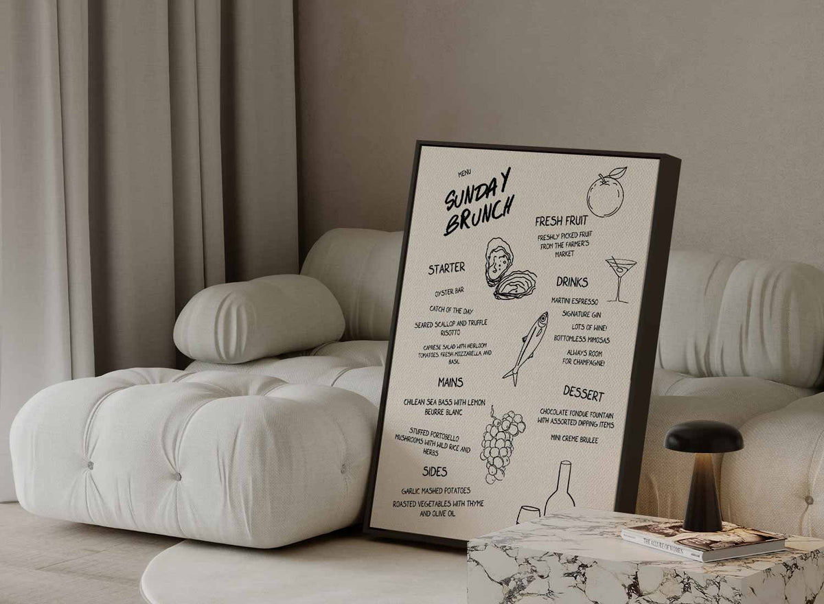 Zonnige Zondag Brunch Illustratie – plexiglas wanddecoratie in portret formaat