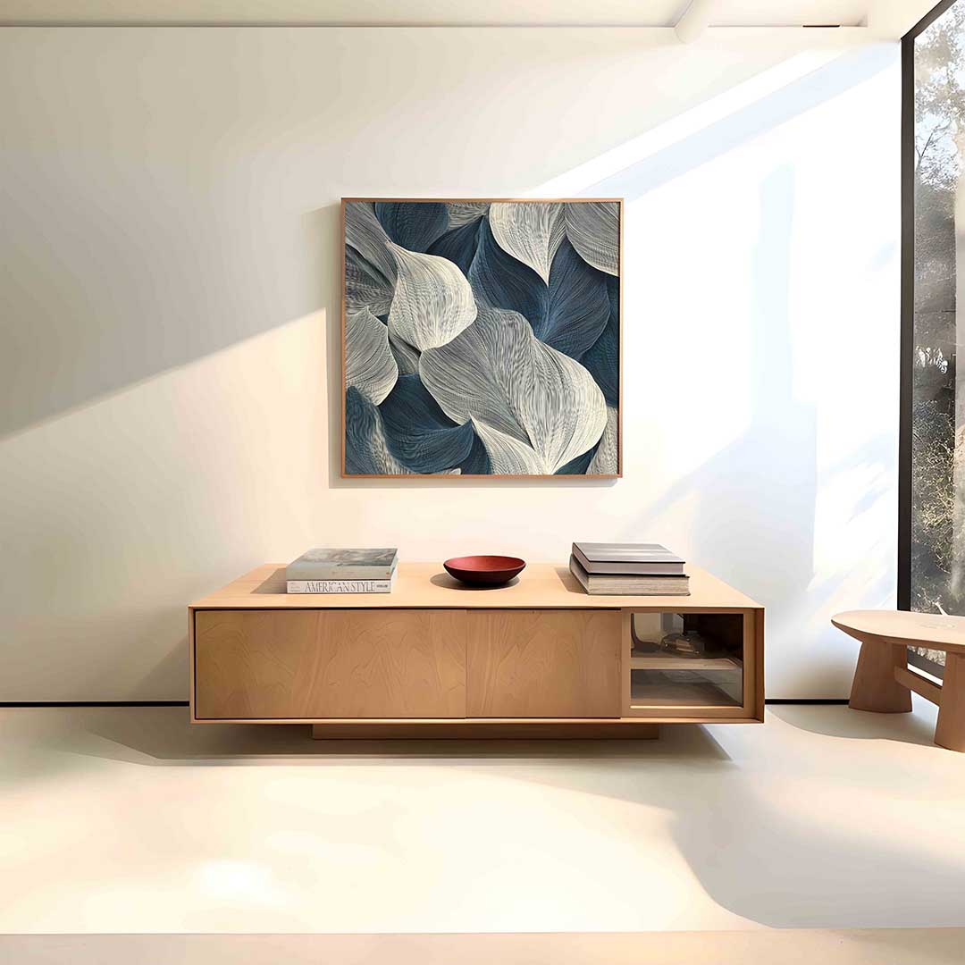 Bladpatroon – vierkante abstracte wanddecoratie van WallArtistic