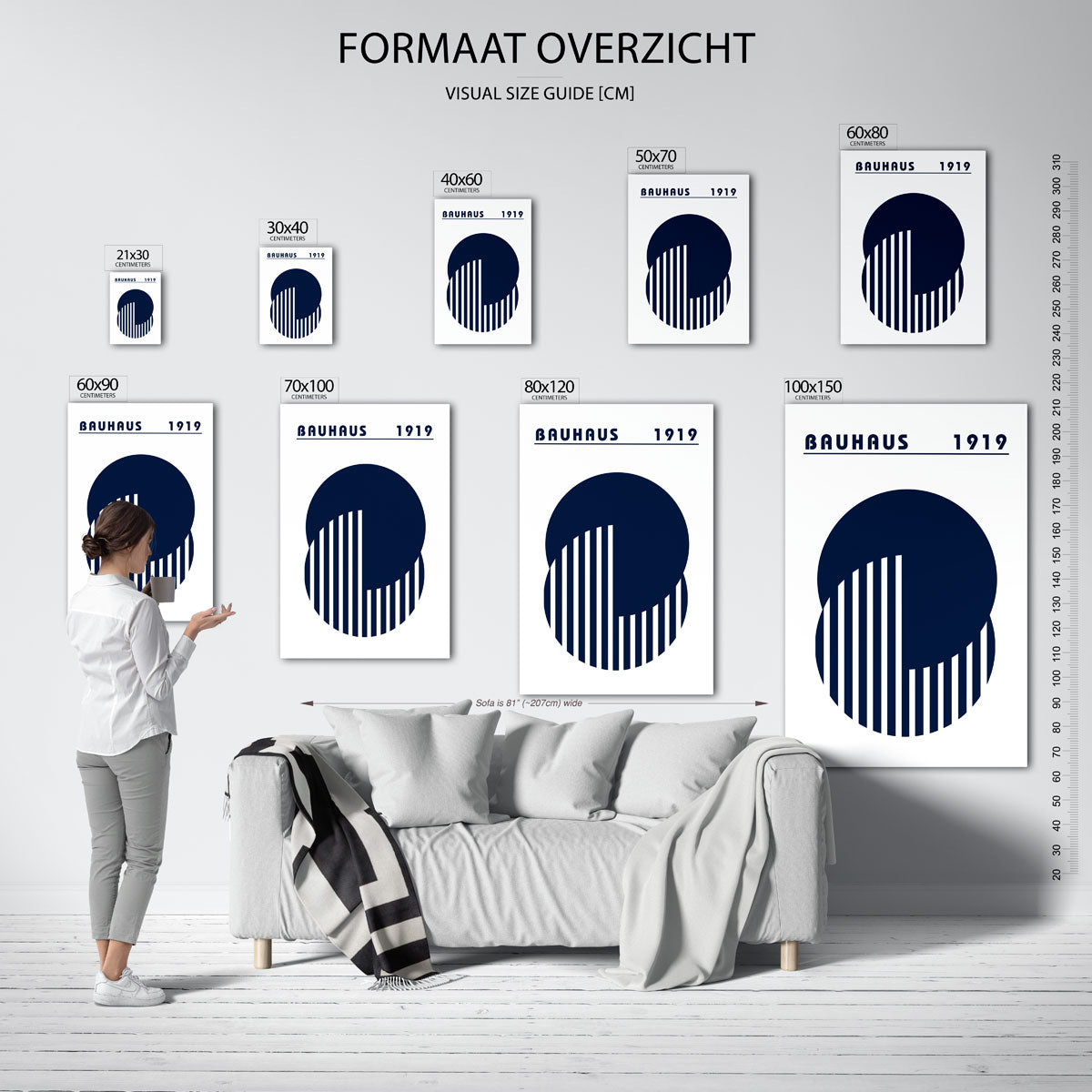 Cirkel en lijnen – geometrische poster in Bauhaus-stijl van WallArtistic
