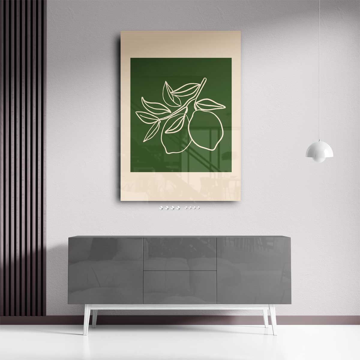 Minimalistische Citrustak – plexiglas wanddecoratie in portret formaat