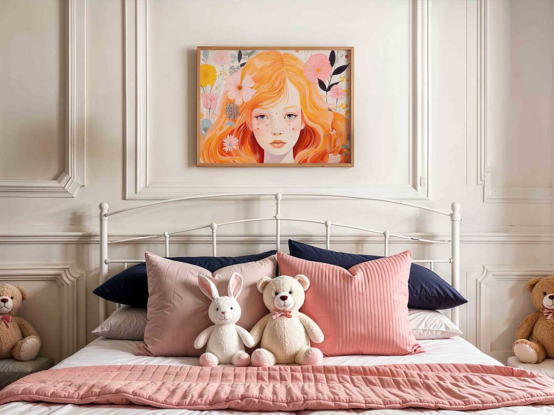 Meisje met bloemen – kids poster in liggend formaat
