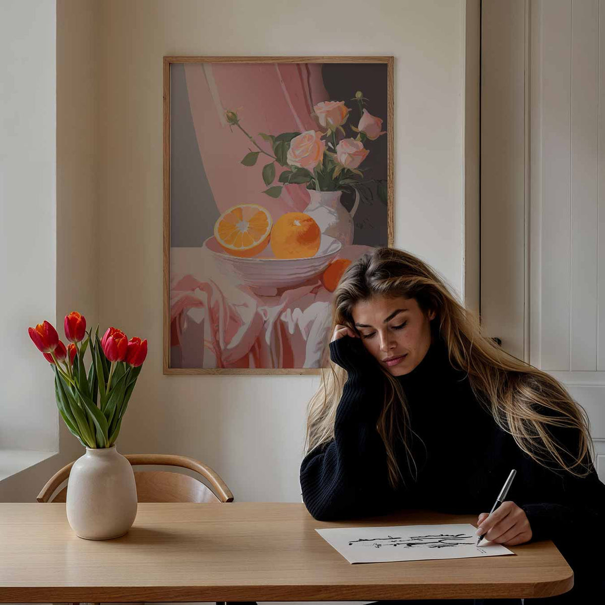 Romantische Rozen en Sinaasappels – keuken portret poster, afbeelding 7