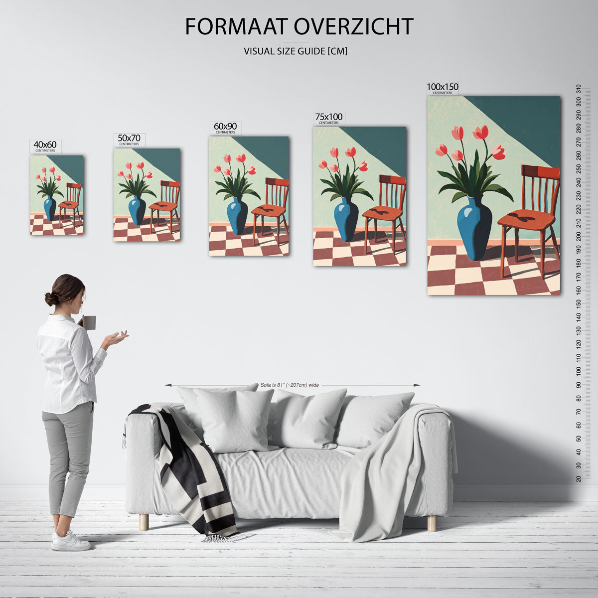 Vaas en stoel compositie – staand wanddecoratie kunstwerk