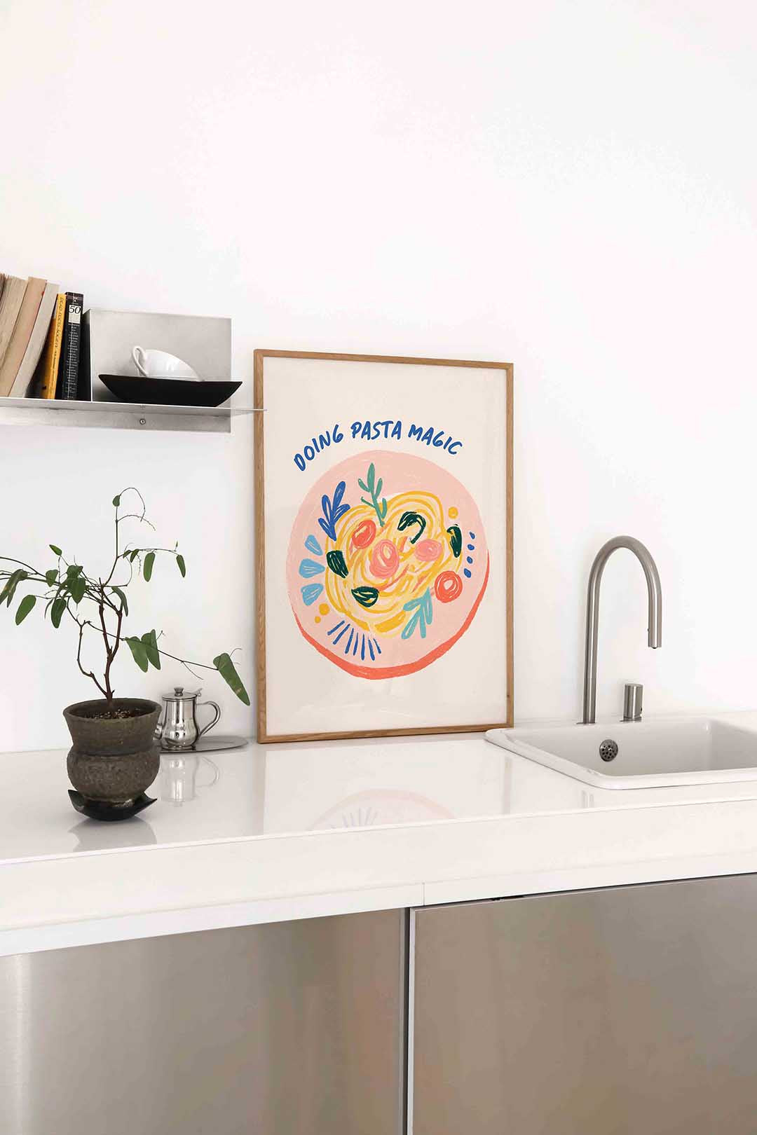 Doing pasta magic – staande keuken wanddecoratie van WallArtistic