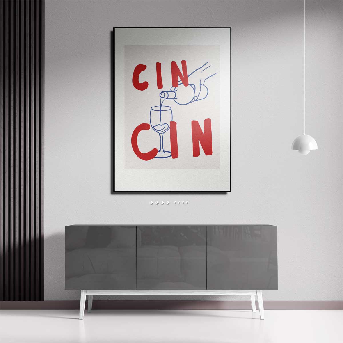 Cin Cin Illustratie – staande wandkunst voor woonkamer of interieur