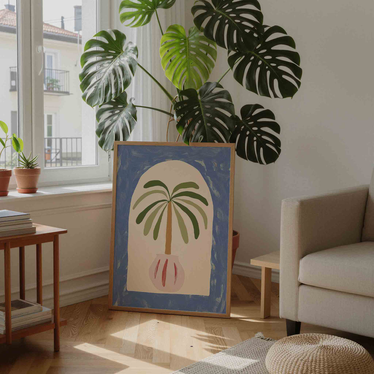Palmboom in pot – staande botanische wanddecoratie van WallArtistic