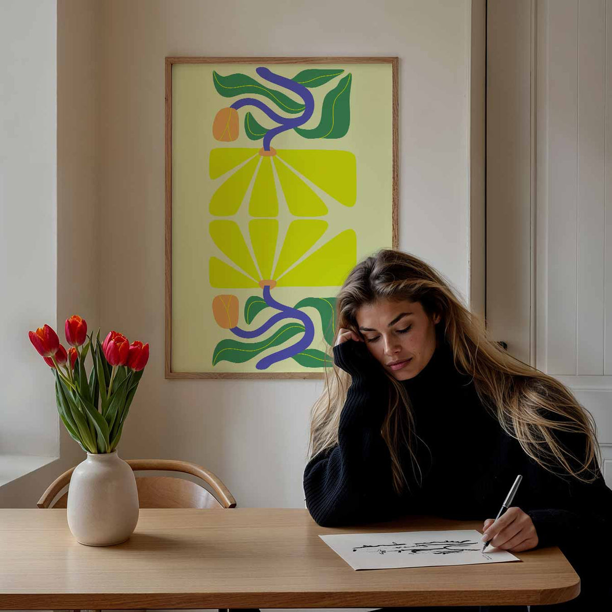 Vrolijke Bloementuin – bloemen poster als moderne staande wanddecoratie