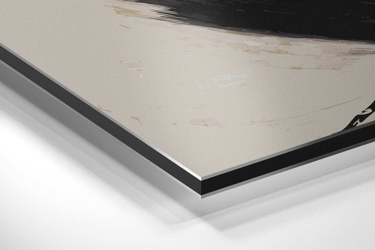 Dynamische Bewegingen in Beigetinten – canvas kunstwerk als wanddecoratie