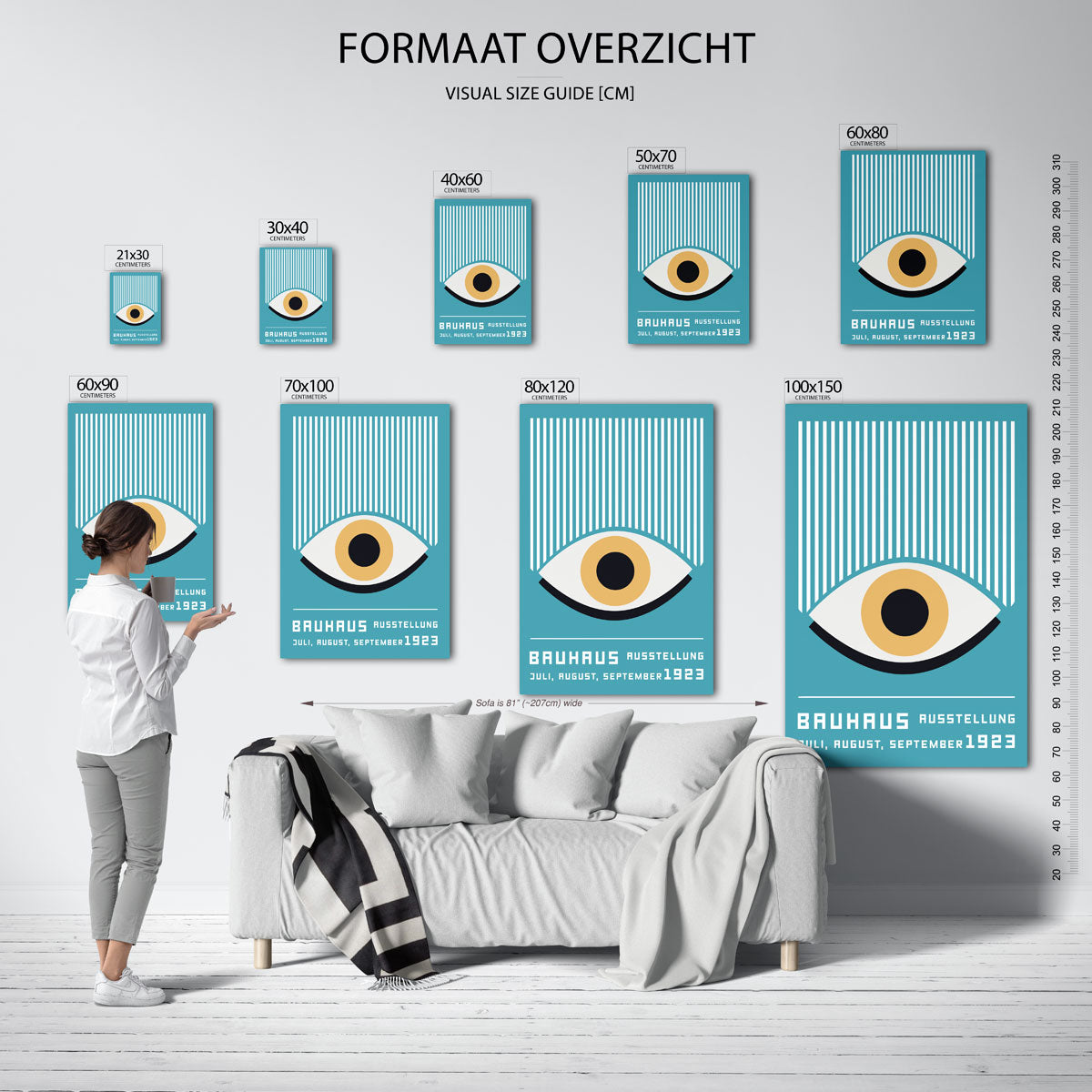 Oog en lijnen – geometrische poster in Bauhaus-stijl van WallArtistic