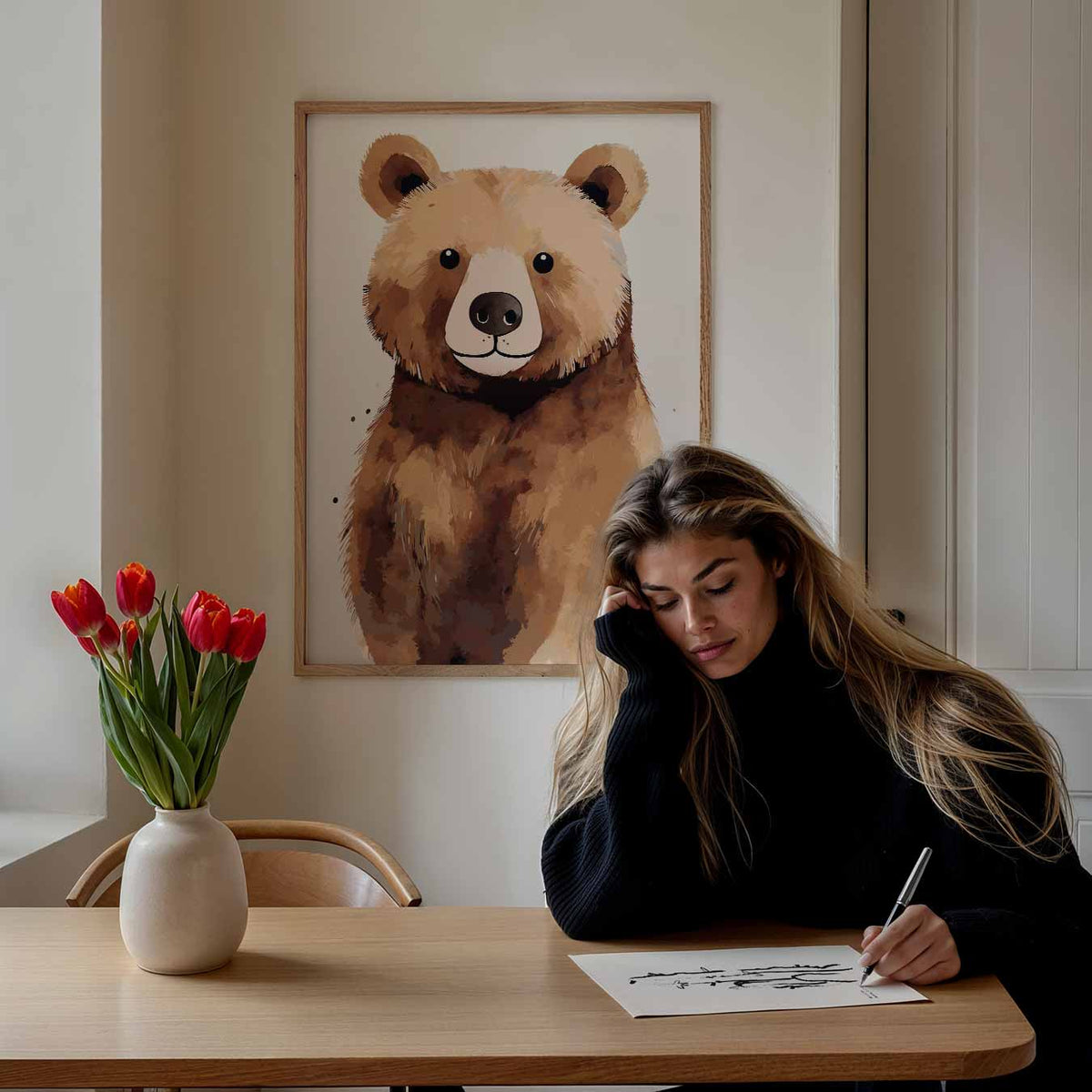 Schattige Bruine Beer – staande muurposter voor de kinderkamer