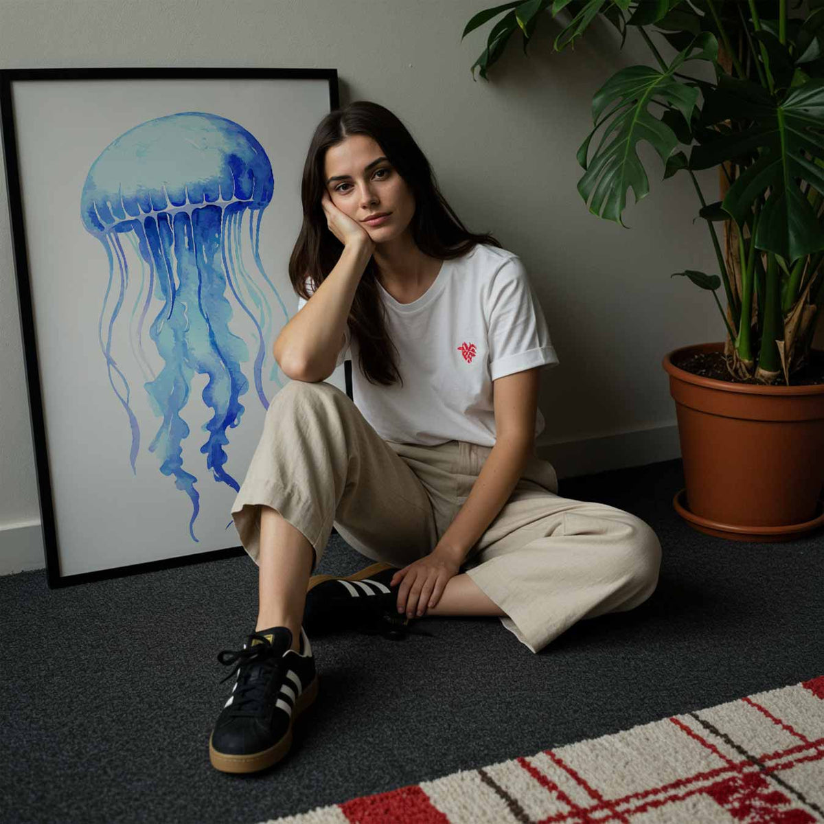 Watercolor Kwallen – staande muurposter met dierenthema