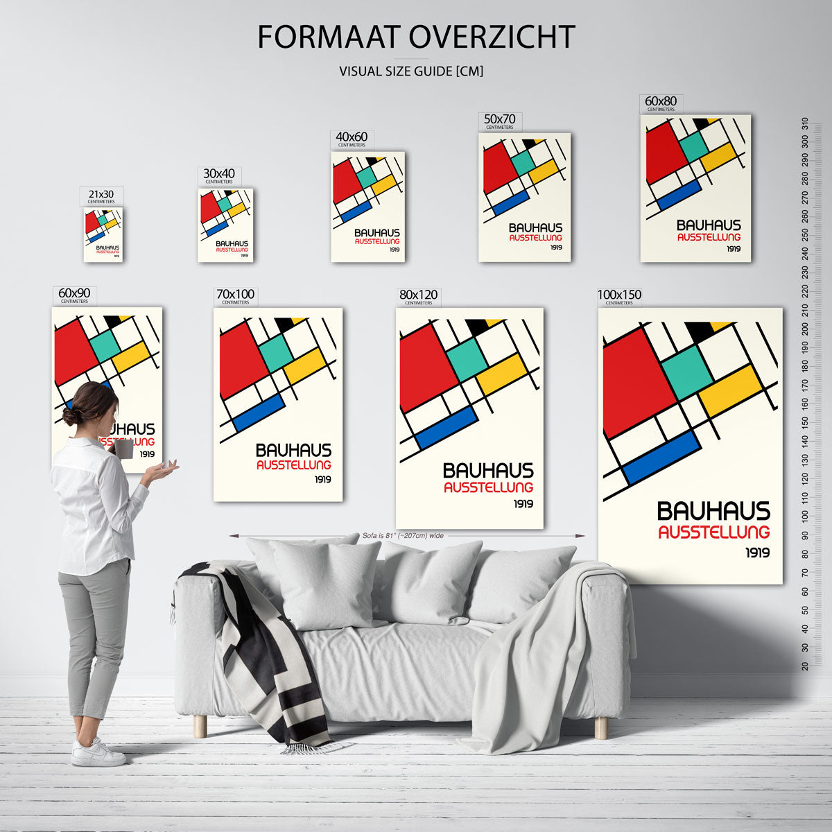 Vorm en kleurvlakken – geometrische poster in Bauhaus-stijl van WallArtistic
