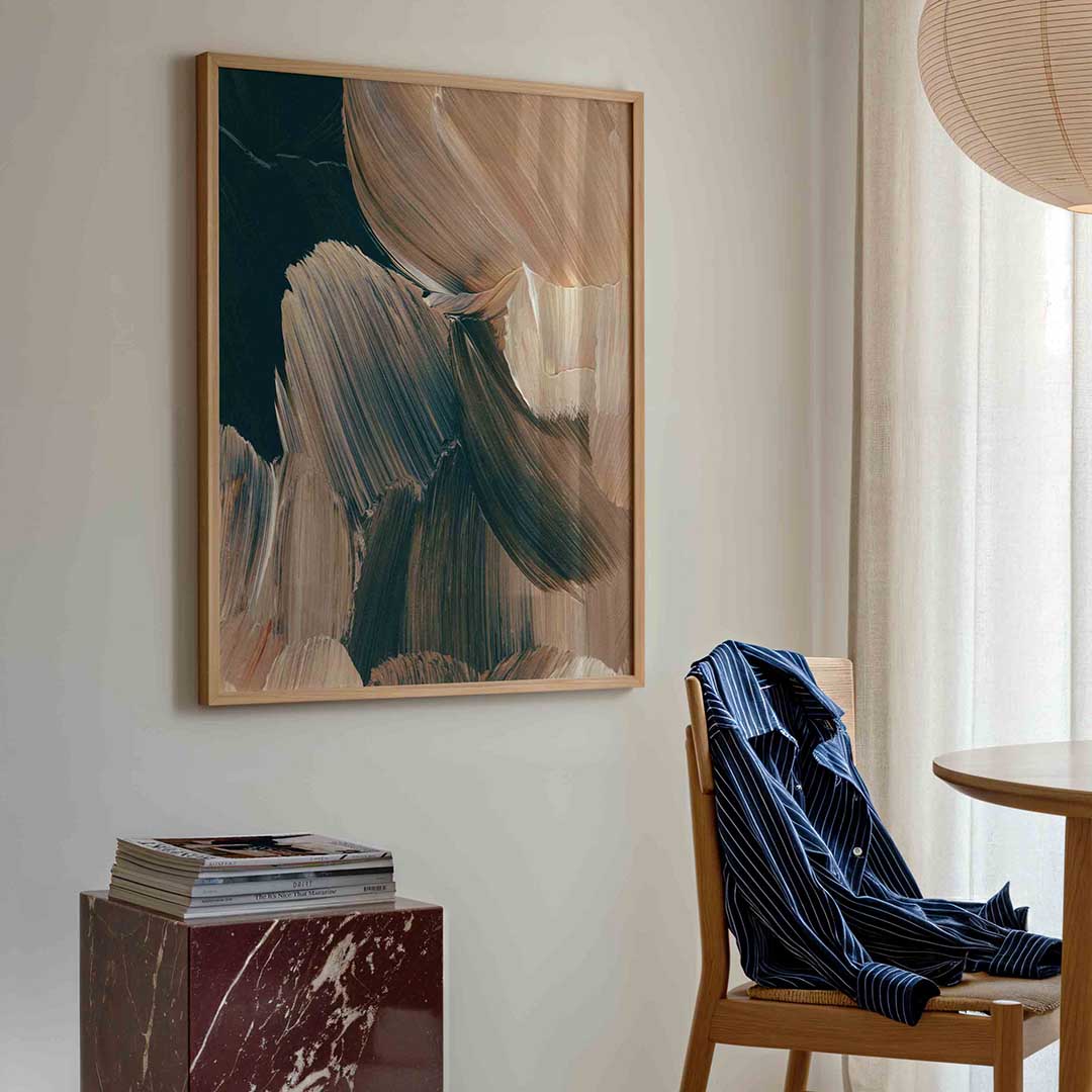 Abstracte penseelstreken – artistieke poster in staand formaat