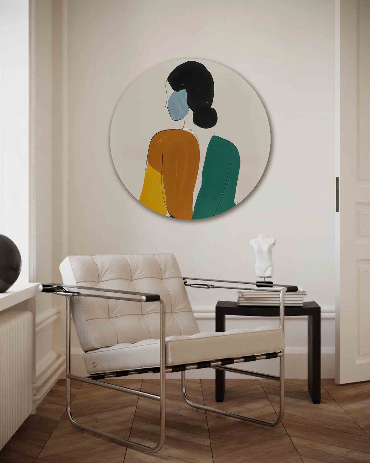 Abstracte figuur – kleurrijke muurcirkel als ronde wanddecoratie