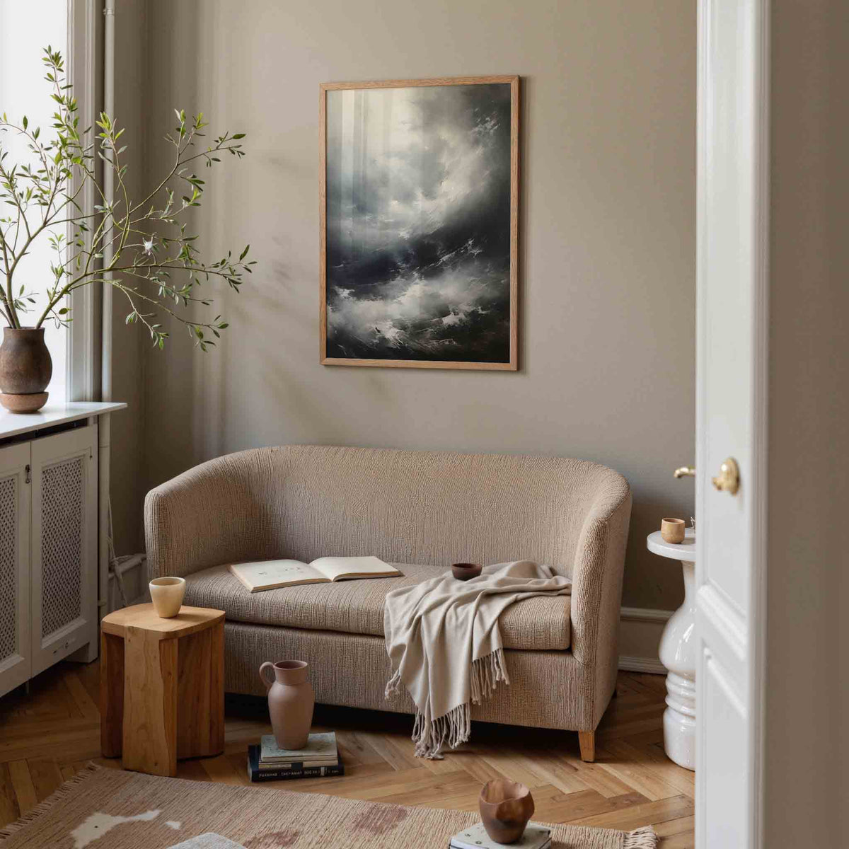 Dramatische wolkenlucht – botanische poster in staand formaat