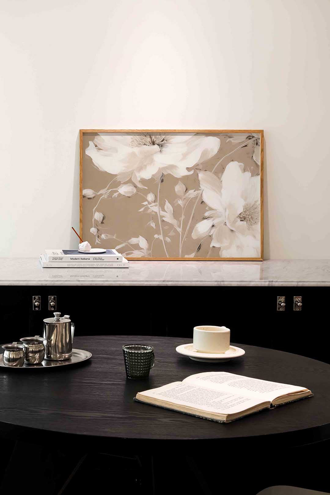 Bloemen en knoppen – abstracte poster in liggend formaat