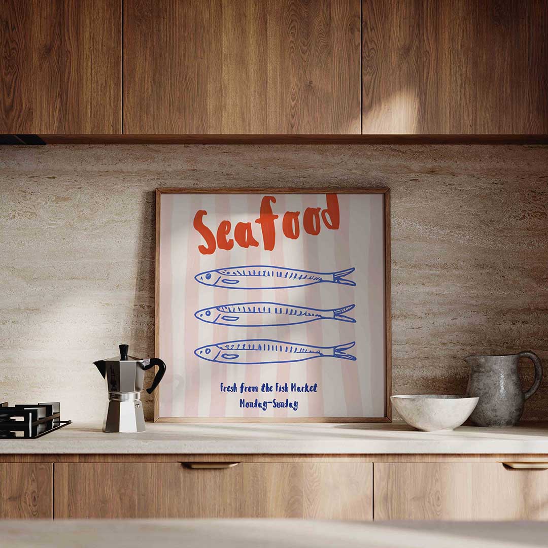 Seafood en vissen – culinaire wandkunst als vierkante poster