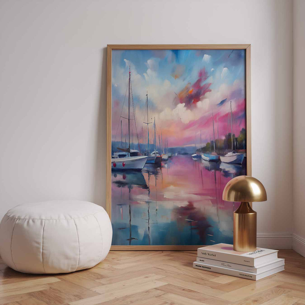 Dromerige Zonsopgang in de Haven – zomerse wandkunst als portret poster