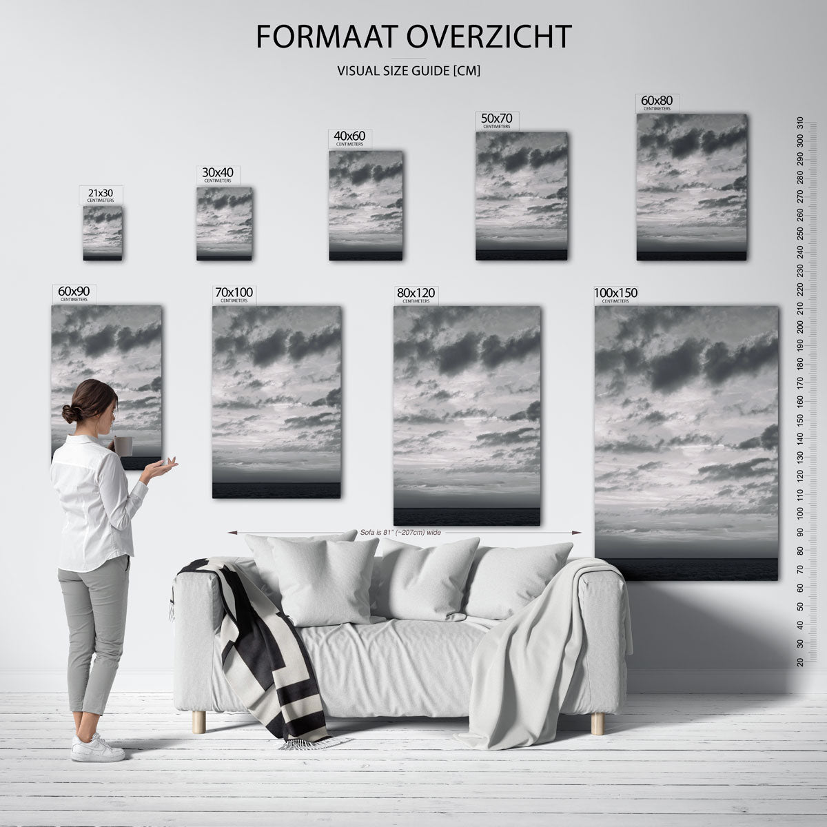 Dramatische lucht poster – sfeerbeeld – deze poster toont een dramatische lucht met donkere wolken die over de horizon