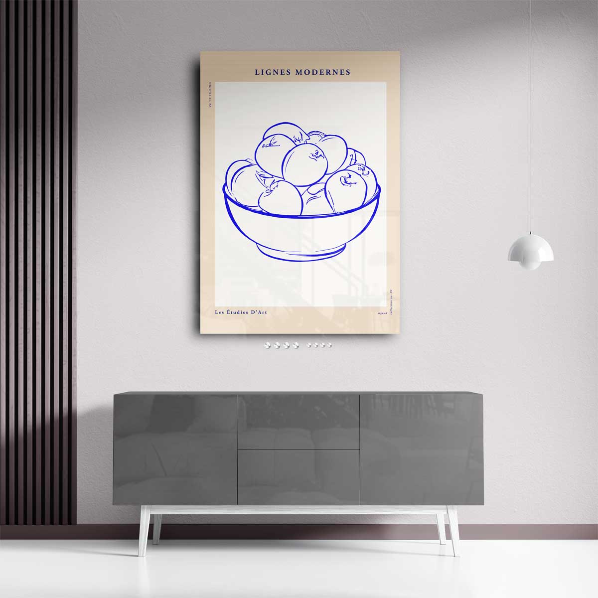 Moderne Lijnen: Stilleven met Appels – staand kunstwerk voor modern interieur