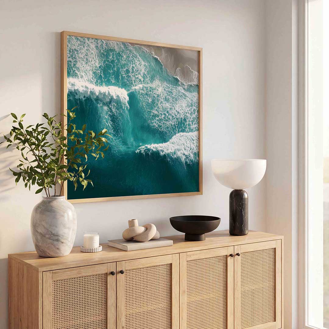 Golven en strand – tropische poster in vierkant formaat